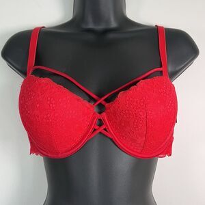 Victoria’s Secret Pink Date Push Up Bra 36C Red Strappy